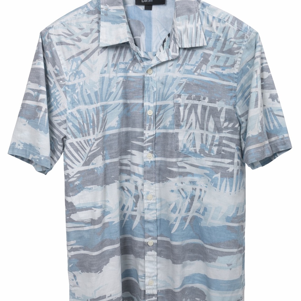 Men's Abstract Blue and Gray Button-Down Shirt